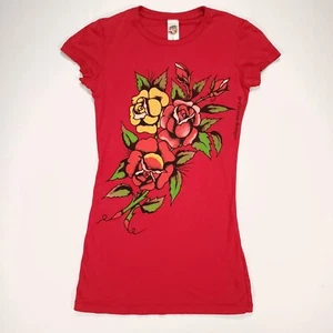 Ed Hardy di Christian Audigier T-shirt donna piccolo colore rosso GUC! Roses Y2K! - Foto 1 di 13