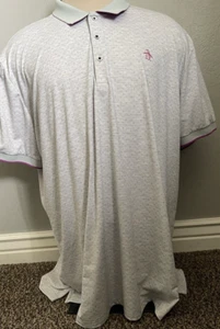 Penguin Original Golf Polo Shirt Stretch Men's Size 4XLT Gray Lightweight - Picture 1 of 10