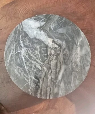 Marble 12" Pastry Board Black Gray Round Tray Charcuterie Cheese Cake Trivet - Image 1 of 4