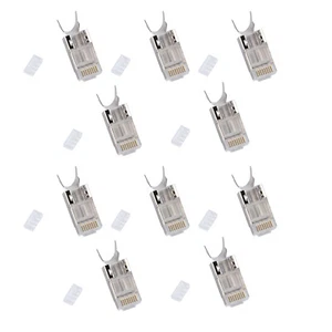 10Pack 1.45mm Network Connectors RJ45 Cat7 Gold Plated FTP Modular Plug C - Afbeelding 1 van 7