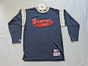 Vintage Atlanta Braves Heavy Weight Jersey Shirt / Sewn Real Nice by Majestic - Picture 1 of 7