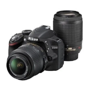 USED Nikon D3200 with 18-55mm and 55-200mm VR DX Black Excellent FREE SHIPPING - Picture 1 of 1