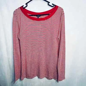 Splendid Red and White Striped Long Sleeve Button Back Shirt - Picture 1 of 6