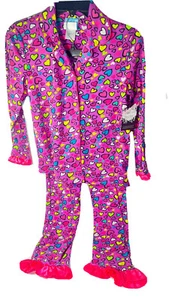 BUNZ KIDS Pajamas 10 Girls Pink multi Hearts Sleepwear warm Valentines Gift NWOT - Picture 1 of 9