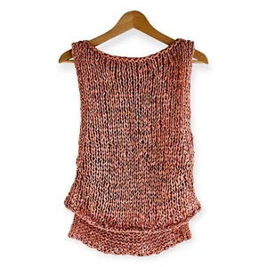 Zara Sleeveless Loose Knit Sweater Slit Side Burnt Orange Cottagecore Indie sz.S - Picture 1 of 8