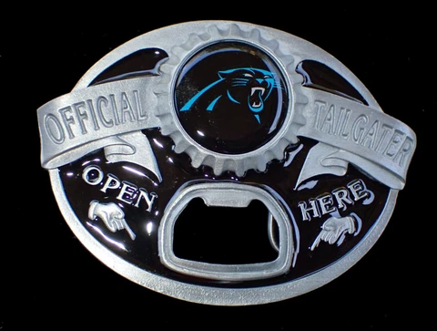 CAROLINA PANTHERS TAILGATER BELT BUCKLE WITH BOTTLE OPENER SISKIYOU PEWTER Cover