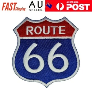 Blue & Red ROUTE66 Iron on Patch Sign Symbol USA American 7.5×7.1×0.1cm(3.8g) - Picture 1 of 3