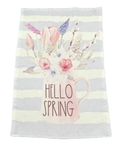 Hello Spring Floral Bouquet Vertical Double-Sided Burlap 12 x18 Garden Yard Flag - Picture 1 of 11