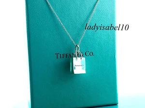 Tiffany & Co 18" Bolso de Compras Dije Colgante Collar Plata con Bolsa - Auténtico - Imagen 1 de 14