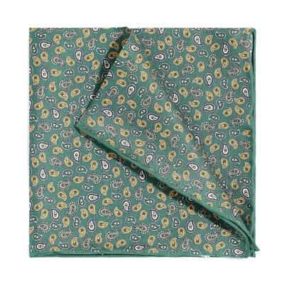 Cuadrado de bolsillo 100 % sarga de seda verde pequeño cachemir enrollado a mano 11,8" 30 cm para hombre Foto 1 de 4