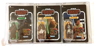 Star Wars Vintage 3.75" Darth Sidious, Obi-Wan Kenobi & Qui-Gon Jinn Figures - Picture 1 of 5