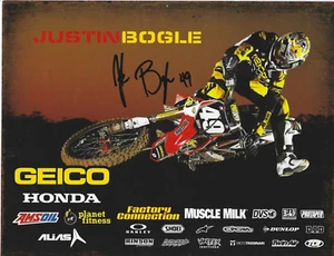 JUSTIN BOGLE Signed 8.5 x 11 Photo Card MOTOCROSS Racing X GAMES Supercross - Picture 1 of 1
