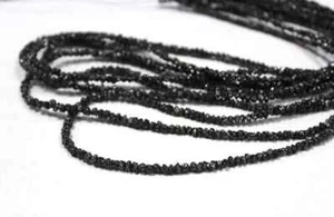 8" NATÜRLICHE ECHTE RAUE SCHWARZE DIAMANTEN ungeschliffene Edelsteinperlen 2-3 mm, Diamant roh - Bild 1 von 4