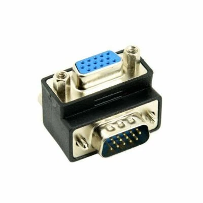 270 Degree Right Angled VGA SVGA 15pin Male To Female Extension Adapter  RGB VGA - Image 1 of 4