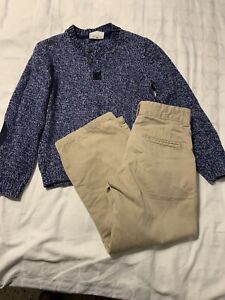 Boys 5T Outfit Gymboree Khakis And Crazy 8 Blue Sweater