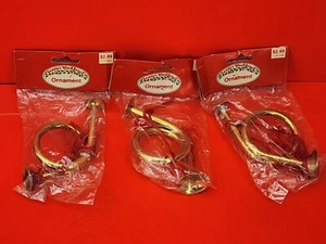 Vintage Messing Hörner Ornament Weihnachtsdeko Weihnachtsmann Werkbank massiv Neu in OVP - Bild 1 von 4