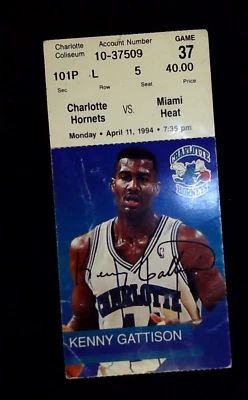Miami Heat Charlotte Hornets NBA Ticket Stub LJ Mourning Bogues Curry 4/11/1994 - Image 1 of 2
