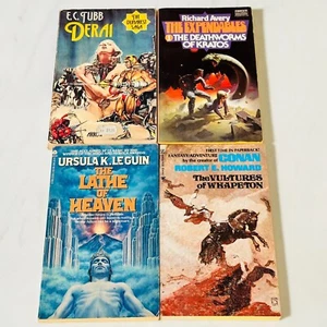 Lot of 4 Vintage Science Fiction Paperback Novels Tubb - Avery - Leguin - Howard - Picture 1 of 16