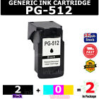 2X Generic Pg-512 Black Ink For Canon Pixma Ip2700 Mp230 Mp250 Mp280 Mx320 350