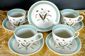 Vtg Set-4 Alfred Meakin Demitasse Tea Cups W/Saucers "Hedgerow" Pattern England - Picture 1 of 11