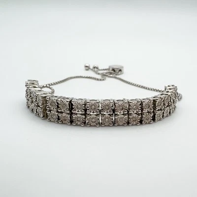 0.20ct Natural Diamond Bar Toggle Tennis Bracelet in Sterling Silver 925 - Image 1 of 4