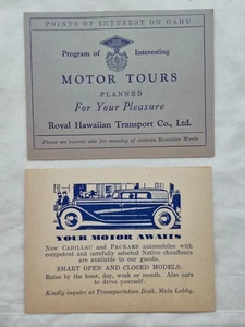 Vintage Lot of 2 Royal Hawaiian Transport Rent Car advertising cards - Picture 1 of 5