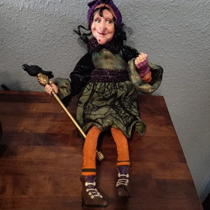Vintage Halloween Witch, Black Crow, Spider 🕷️Wart Faced Posable Figurine Doll - Picture 1 of 10