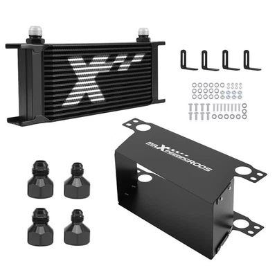 Universal Engine Oil Cooler 16 Row Aluminum Transmission AN10 Corner Brace Kit - Image 1 of 4