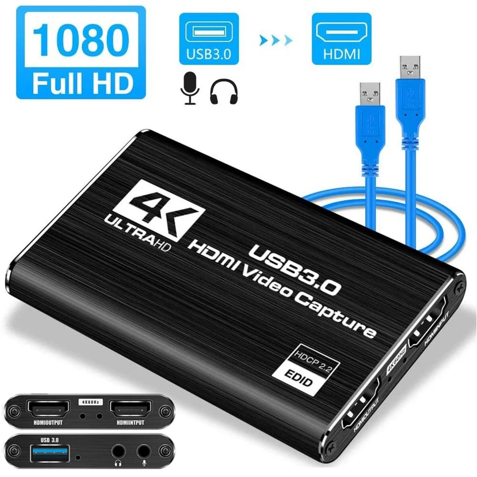 4K Audio Video Capture Card USB 3.0 HDMI Video Capture Device Full HD Recording - Image 1 of 4