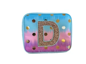 Justice Girls Ombre Foil Polka Dot Sparling Initial Lunch Bag Box Tote Letter “D - Picture 1 of 4