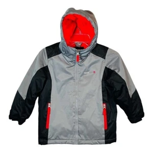 SWISS TECH COAT JACKET KIDS BLACK GRAY RED HOODED LINED ZIPPER SIZE XS 4-5 - Picture 1 of 9