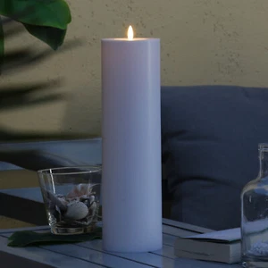 XXL LED Kerze Outdoorkerze Timer Sensor H: 37,5cm D: 10cm weiß für Innen Außen - Bild 1 von 5