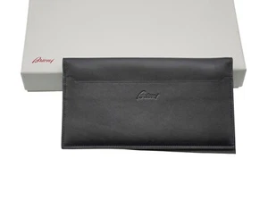 NUEVO BRIONI Pequeño Cuero Buen Continental Portatarjetas Billetera Bolso de Lujo Negro - Imagen 1 de 2