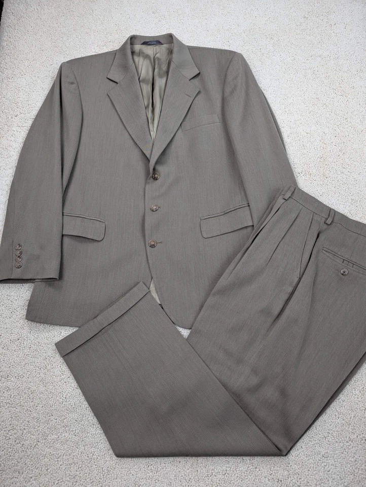 Traje Para Hombre 42R 34x28 Lana Tostada Haggar Vintage 2 Piezas Chaqueta Pantalones 3 Botones EE. UU. Foto 1 de 4