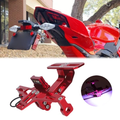Para Ducati Panigale V4 V2​ Guardabarros Trasero Placa Soporte Trasero Ordenado Luz LED Foto 1 de 4