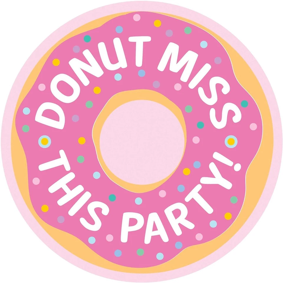 Donut Party Sweet Treats Food Cute Kids Birthday Party Invitations w/Envelopes - Image 1 of 1
