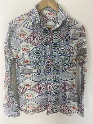 Presbyterian Church of Ghana Men M Print Button Up Shirt Africa Theme 40th Ann. - Image 1 of 4