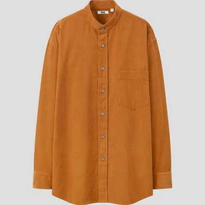  U Uniqlo Christophe Lemaire Corduroy Stand Collar Long-Sleeve Shirt XS Orange - Picture 1 of 1