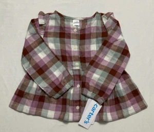 Carter's Baby Dress With Buttons Plaid Multicolor 24M - Picture 1 of 4