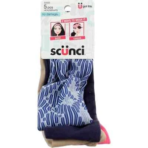 Scunci Mixed Texture Basic & Turban No Damage Headwrap, Assorted Colors, 5 pcs - Picture 1 of 2