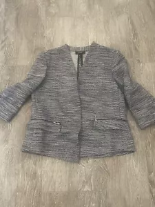 Alfani Blazer Womens Size 2 Blue Jacket Office Casual Work Flip Cuff Coastal - Picture 1 of 7