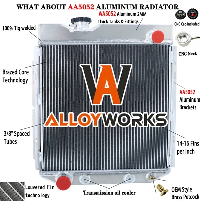 251 4 Row Aluminum Radiator For 1965-1966 Ford Mustang 1960-65 Falcon Ranchero Foto 1 de 4