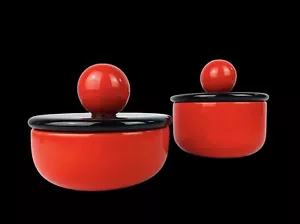 🟨 Pair Of Ceramic Box Original Vintage 80s Memphis Sottsass Style Ceramica - Foto 1 di 24