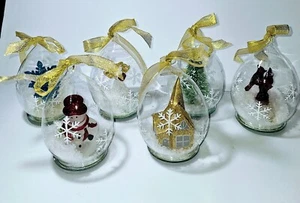 HSN WINTER LANE Set Of 6 Illuminated Color Changing Ornaments Snow Globes  5" XC - Picture 1 of 20