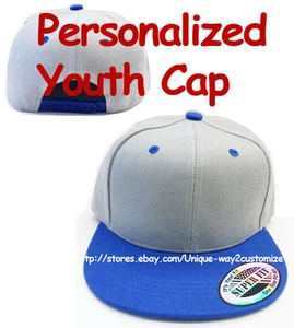 Sombrero de gorra a presión personalizado para niños jóvenes ***GRIS/REAL*** - Imagen 1 de 5
