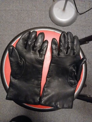 Luvas pretas Talbots couro genuíno forro 100% cashmere tamanho 7,5 - Imagem 1 de 4