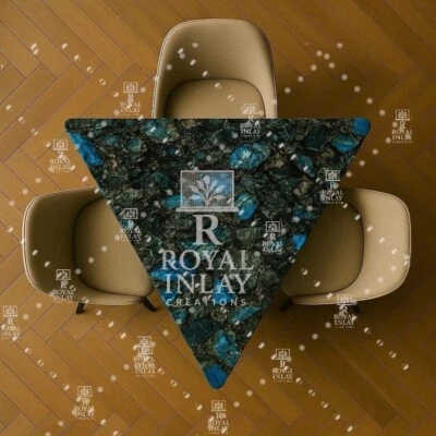 Labradorite Triangle Table – Handmade Gemstone Top for Luxury Interiors - Image 1 of 4