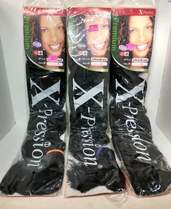 X-Pression Premium Ultra Braid Color # 1  Black - 82" Lot of 3 - Picture 1 of 4