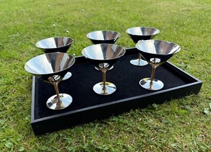 Stuart Devlin Viners Vintage Cocktail Goblets Cups Stainless Steel - Foto 1 di 8