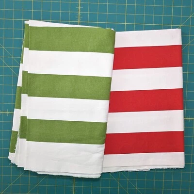 IKEA Sofia Rayas Anchas 3.6 Yardas en 2 Piezas Hogar Decoración Lona Toldo Verde Rojo Algodón Foto 1 de 4